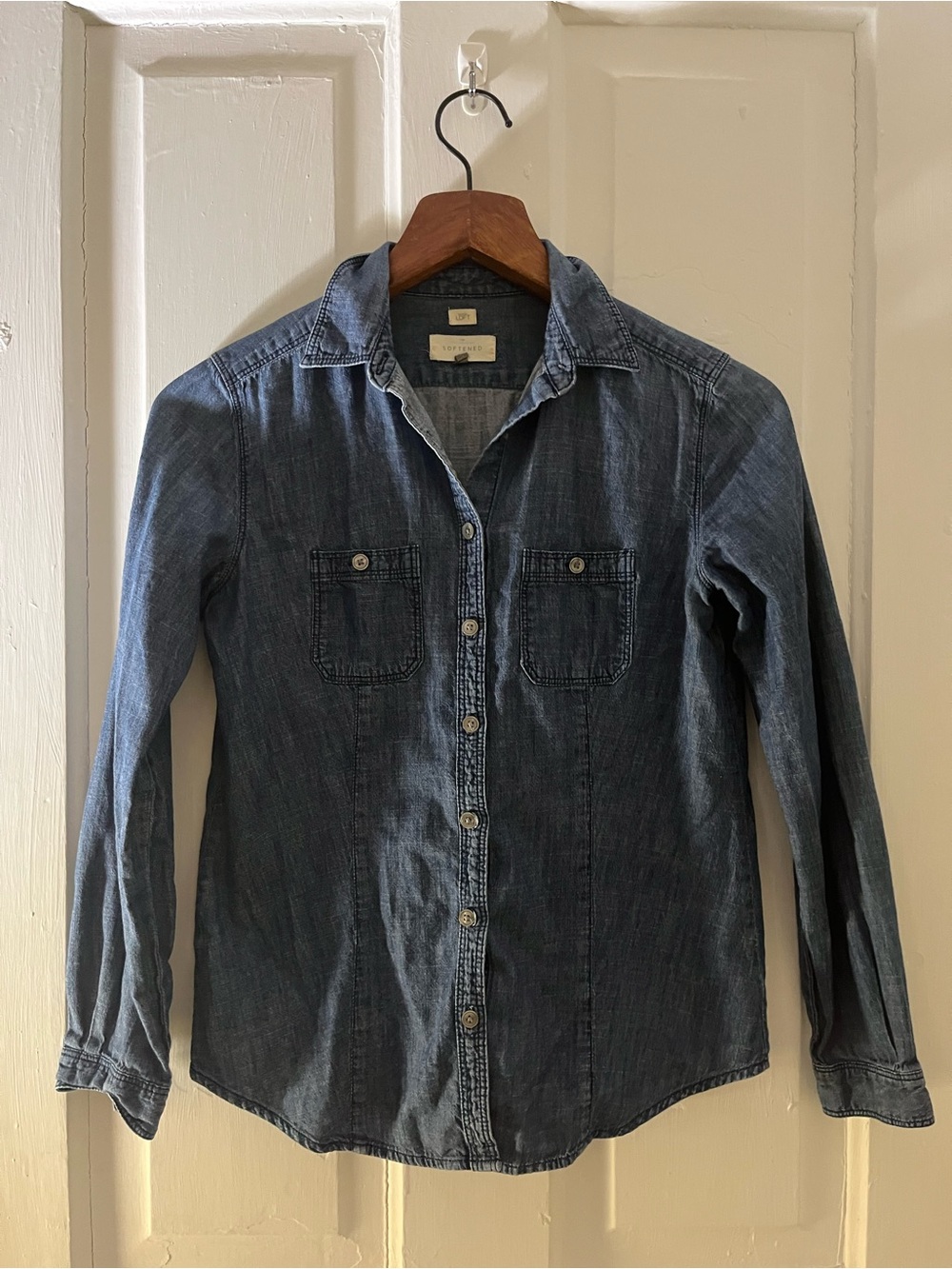 LOFT Dark Blue Denim Button-Down Shirt